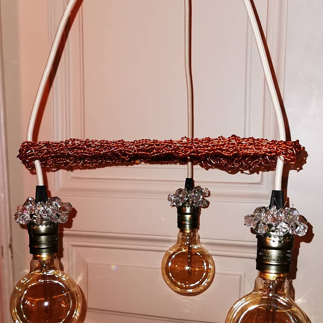 Newly created Lamps; Bauhaus Style; connections made from pure copper